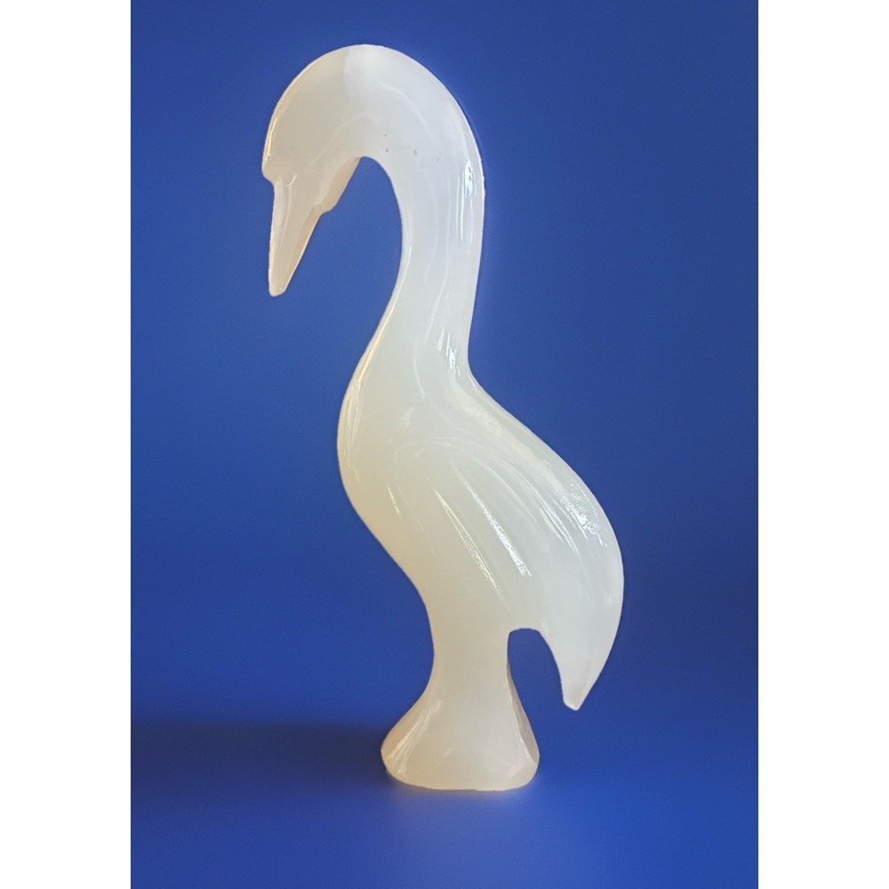 Hand Carved Onyx Marble Swan Figurine 6.5" Tall Swan Statue